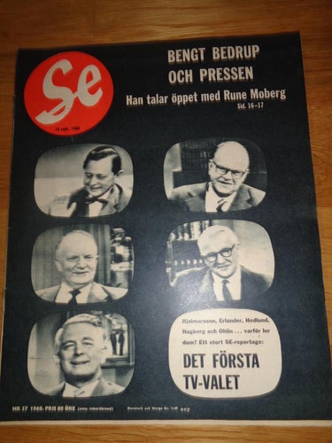 Se nr37 1960 valet Hilding Hagberg,Tage Erlander,Jarl Hjalmarson,Gunnar Hedlund