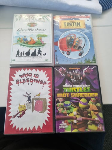 DVD-filmer: Elsa Beskow, Tintin, Who is Bleeding?, Teenage Mutant Ninja Turtles