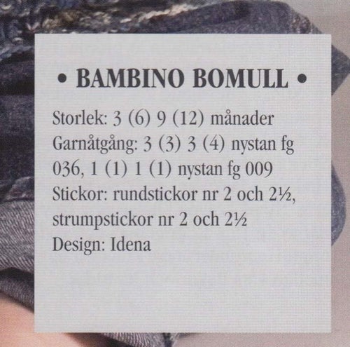 *** STICKMÖNSTER *** BABY *** FIN TRÖJA och MÖSSA ***