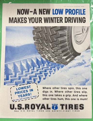 Tidningsutdrag 1959 U.S. Royal Tires