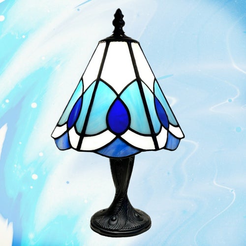 Stained Glass Table Lamp "Blue Mist"