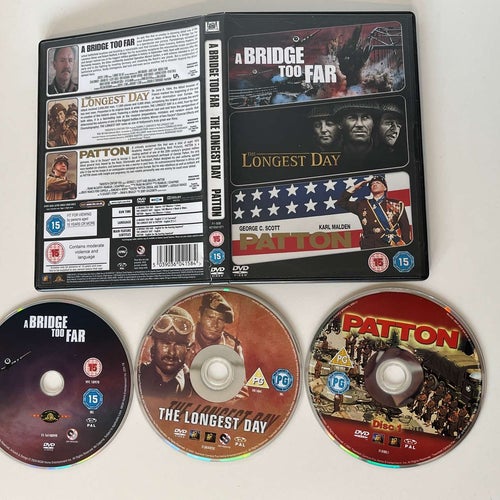 A Bridge too far / Den längsta dagen / Patton - engelsk text - 3 disc box