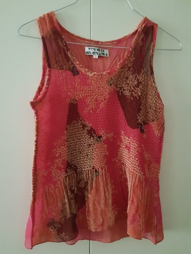 2-delad cerise/orange mönstrad Topp och Kjol Set