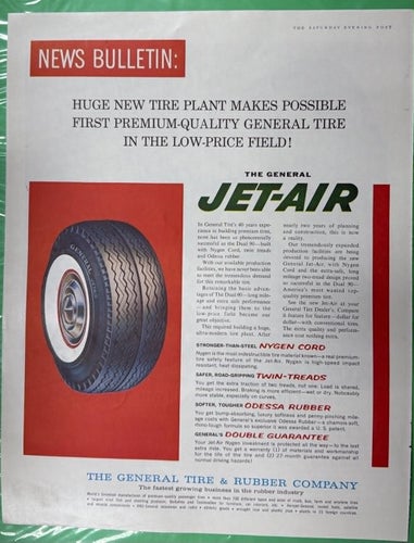 Tidningsutdrag 1961 General Jetair Tires
