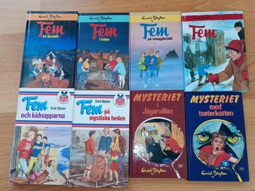 8 st Fem-böcker bla Fem på tjuvjakt av Enid Blyton, 1994
