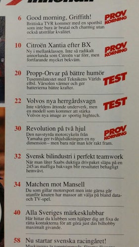 Teknikens Värld nr 9 1993: TVR Griffith, Volvo 855 GLT, Citroën Xantia, Kewet El