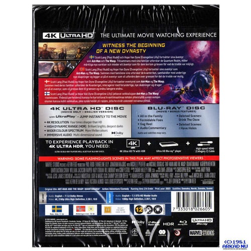 ANTMAN AND WASP QUANTUMANIA 4K ULTRA HD + BLU-RAY NY INPLASTAD