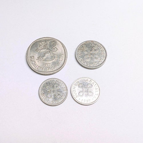 4 st blandade mynt från Finland, 1955-1977