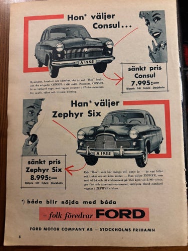 Ford Zephyr six Consul 1955 Annons