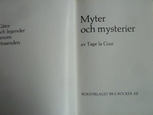 MYTER OCH MYSTERIER, TAGE LA COUR, BOK, BÖCKER