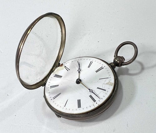 ANTIK SILVER FICKUR UR KLOCKA 1800-TAL