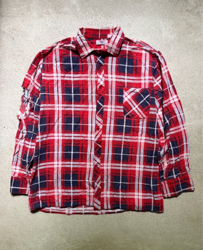 80s Czechoslovakia Plaid Flannel Shirt | Size L