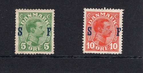 Danmark sodaterfrim. Afa 1-2 ust. ug – afa 200 kr. (245)