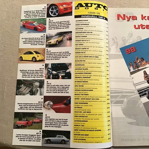 AUTOMOBIL NR 2 1998 NYA FOLKAN,DODGE COPPERHEAD,MERCEDES C 220CDI,FERRARI F50 GT