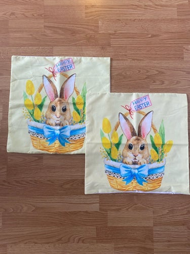 Påskkuddfodral med kaninmotiv