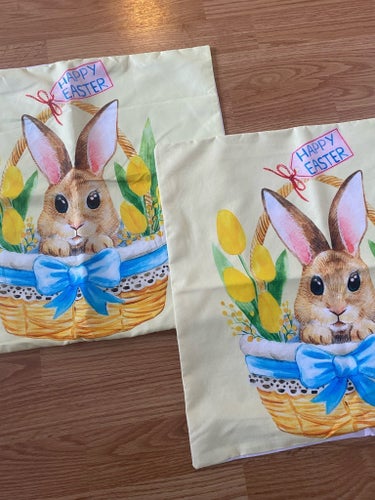 Påskkuddfodral med kaninmotiv