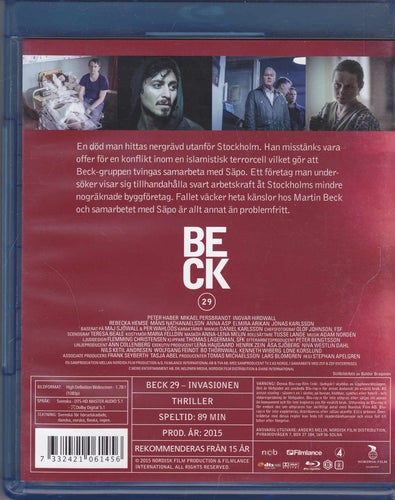 BluRay / Beck 29 / Invasionen / Peter Haber, Mikael Persbrandt / Nyskick