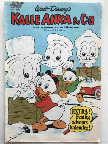 Kalle Anka - 1973:48 G-VG reklam Disneyland + pren.kup