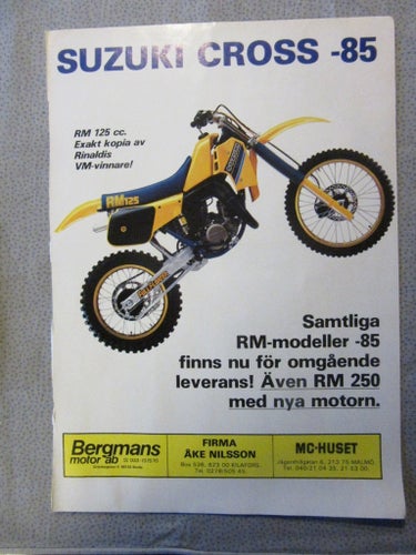 Suzuki RM125 Cross 1984 o 1985 reklam annons