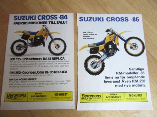 Suzuki RM125 Cross 1984 o 1985 reklam annons