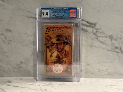 Indiana Jones and the Last Crusade VHS CGC 9.4 A+ Sealed V-Overlap Coke