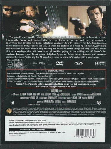 PAYBACK - MEL GIBSON - 1st UPPLAGA (SVENSKT TEXT )