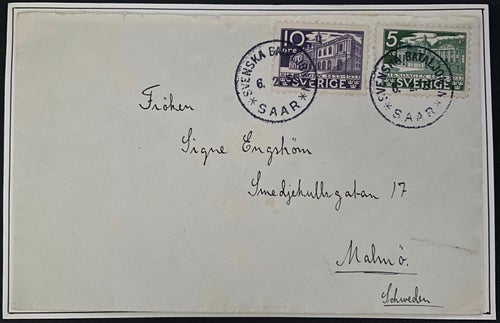 1 st brev "Svenska SAAR-Bataljonen" från 1935