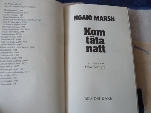 KOM TÄTA NATT, N. MARSH, 1984,  BÖCKER