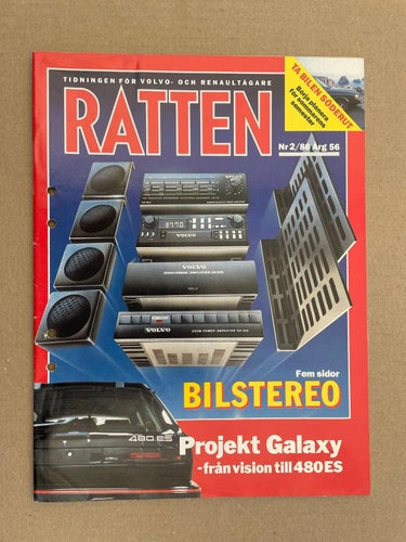 VOLVO Tidning Ratten 1986 Nr. 2 Rep. Bilstereo , 480 ES