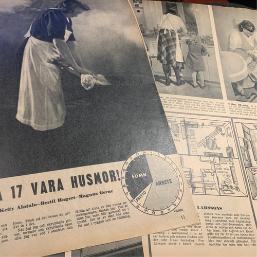 Retro-artikel ”Så mycket jobbar en hemmafru” från 1949