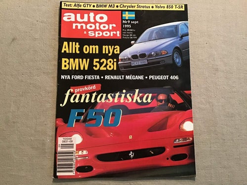 AUTO MOTOR & SPORT NR 9 1995 FERRARI F50,ALFA GTV,BMW M3,SPECTRE R42,VOLVO 850 T