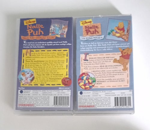2 Nalle Puh - Spökligt Roligt & Puh Bland Molnen / VHS / SE / Disney