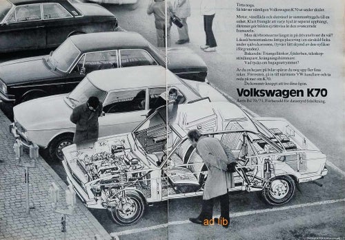 VOLKSWAGEN VW K70, STOR REKLAMANNONS 1971