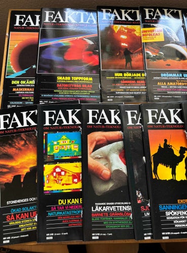 15 nr av FAKTA 1987–1990 – Natur, Teknik, Kultur & Forskning – Blandade nummer