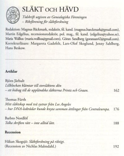 Släkt och hävd nr 2/2021 – släktforskning