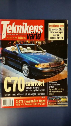 Teknikens Värld nr 3 1997: Ferrari F355, VW Golf GTI, Peugeot 306 GTI, Alfa 145