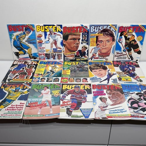 Samling av Buster tidningar från 1980-talet - retro