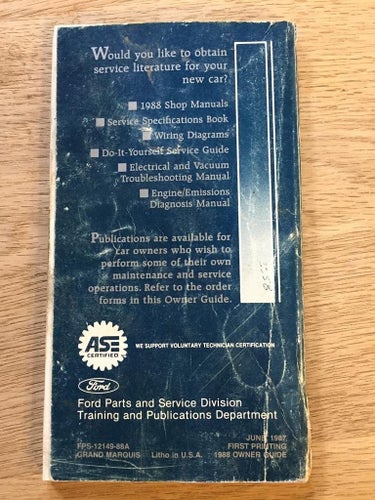 1988 Mercury Grand Marquis Owner Guide
