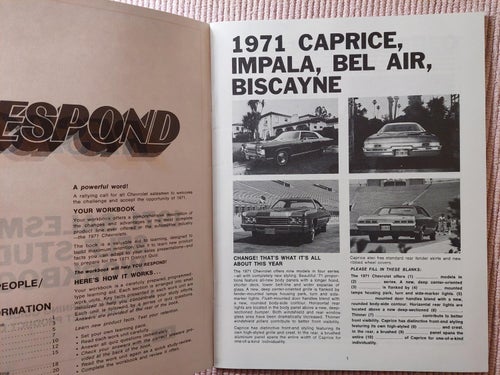 Chevrolet 1971 Salesman's self-study workbook Respond