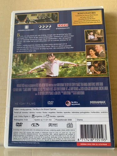 Pojken i randig pyjamas, Dvd