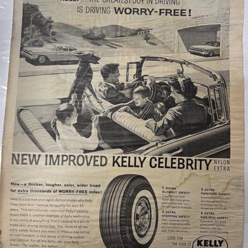 Tidningsutdrag 1959 Kelly Tires