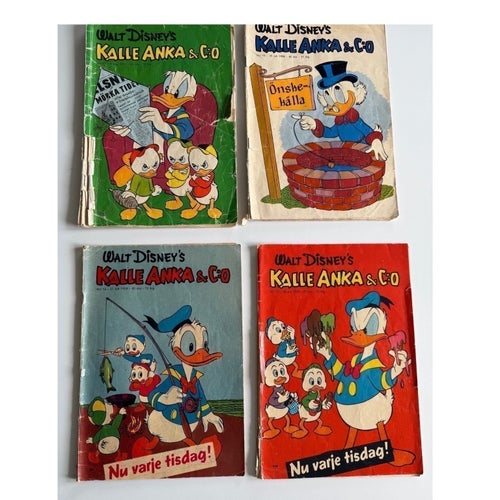 Kalle Anka 1957 - 1959 4 st - Retro - Vintage - Tidning