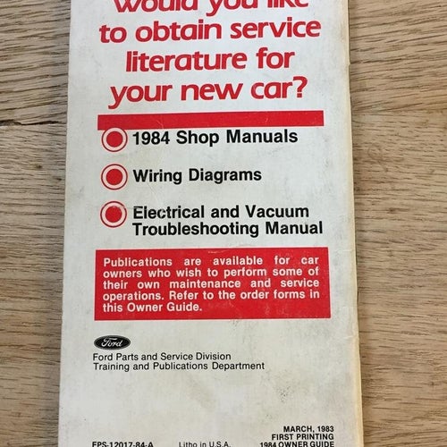 1984 Mercury Topaz Owners Guide