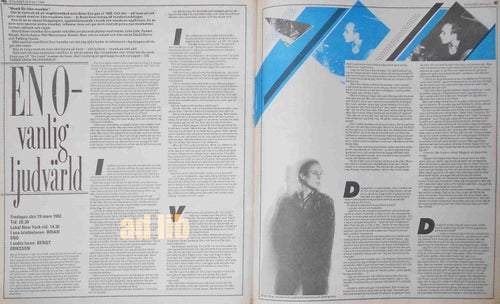 BRIAN ENO, JOHN BELUSHI PRESSKLIPP 1982
