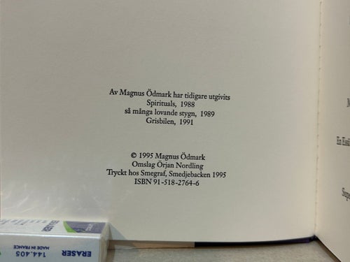 Endast för läsare av Magnus Ödmark. Bok. Very Fine plus