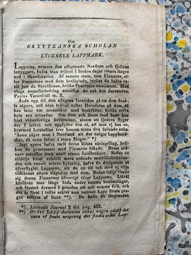 LYCKSELE SAMER LAPPLAND FÖRSTA SAMESKOLAN HASSELHUHN TRYCKT I SUNDSVALL 1851