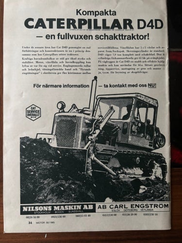 Caterpillar D4D Schaktraktor Annons 1965