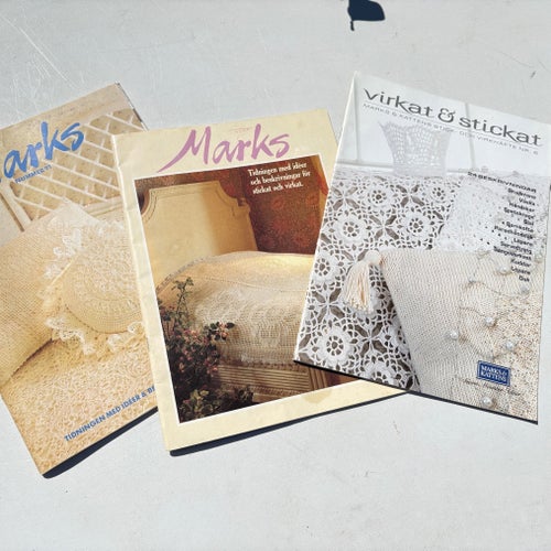 3 st vintage handarbets- och sticktidningar – Marks / Virkat & Stickat – 80-tal