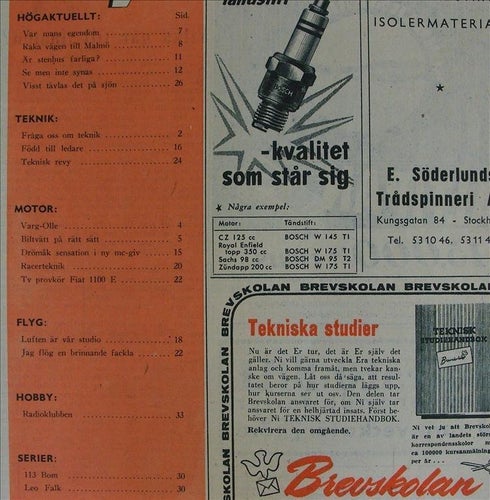 TEKNIKENS VÄRLD 1952/17 Husqvarna 175.Fiat 1100.BMW mc. Mercedes 300SL 300 SL
