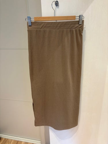 Pieces Ribbad Kjol i Beige storlek XS